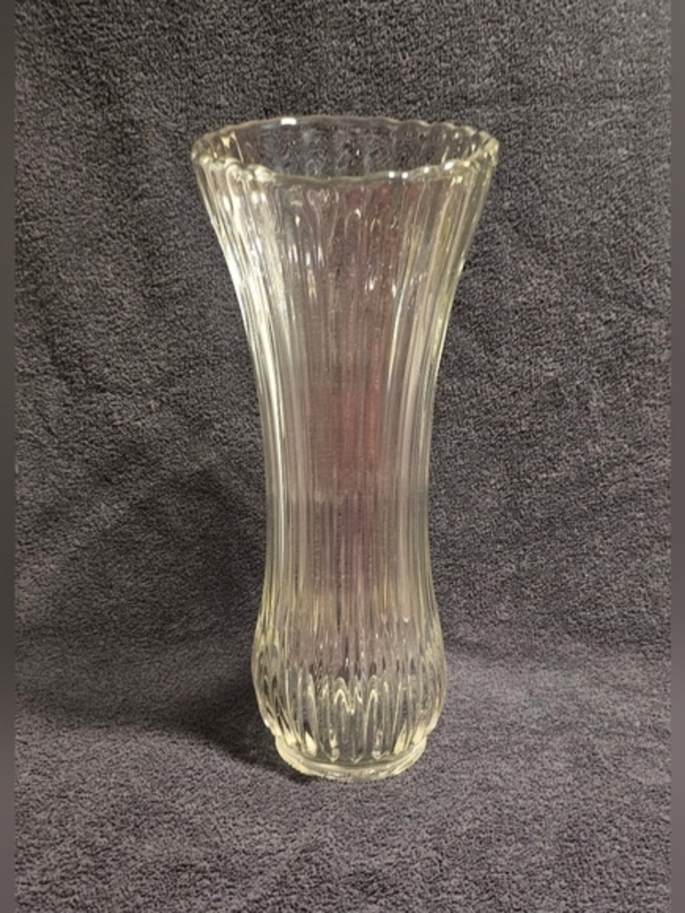Large Vintage Clear Ribbed Glass Vase Glass Ribbed Vase Elegant Home Accent